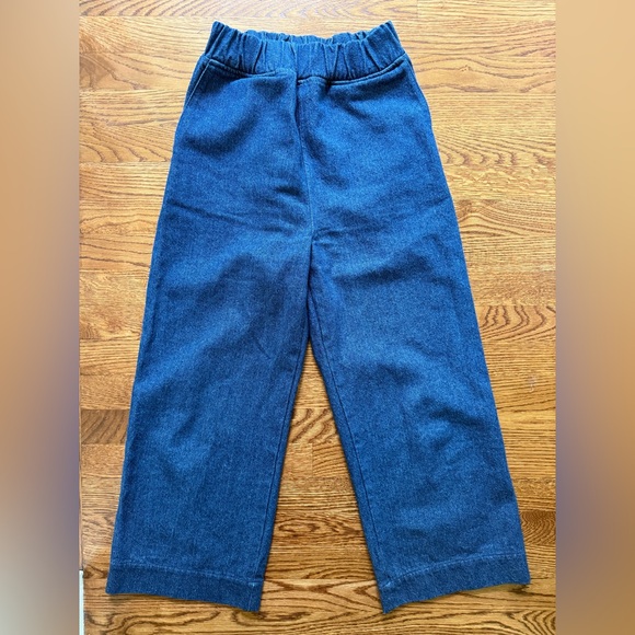 ELIZABETH SUZANN Florence Pants Jeans Wide Leg Pull On Indigo Minimalist Blue S - Picture 1 of 7